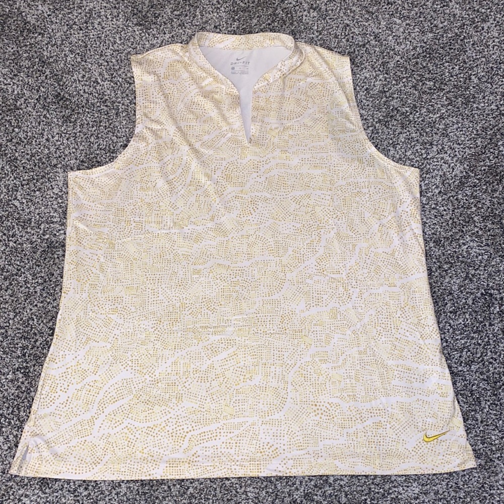 Nike White and Gold Sleeveless Tank Top EUC